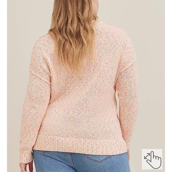 Torrid PULLOVER SWEATER - MARLED COTTON FLAMINGO PINK Size 1 - Picture 4 of 4